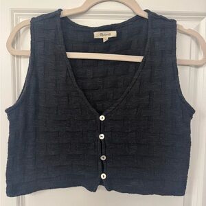 Madewell Black Textured Crop Top
